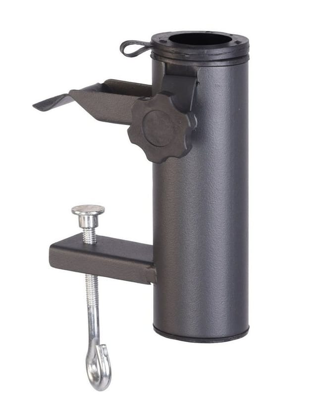 Spetebo - Metall Balkon Schirmhalter anthrazit - 16 x 11 cm - Sonnenschirm Halter für Balkon Geländer