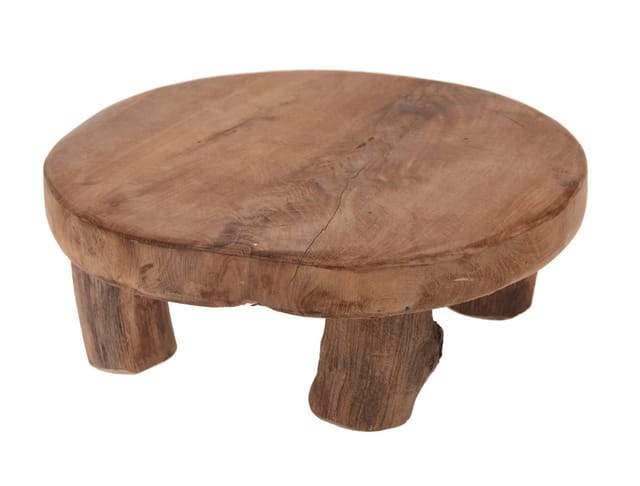Echt Holz Pflanzenhocker Teak - 20x7 cm - Kleiner Deko Hocker Blumenhocker massiv aus Handarbeit
