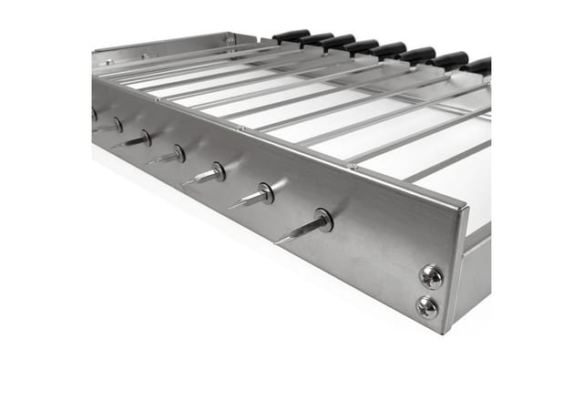 Edelstahl Grillaufsatz 11 Spieße 70 x 26-40 cm, Motor links - Bbq-toro