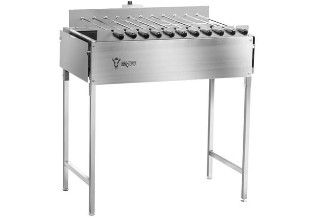 BBQ-Toro Edelstahl Kohlegrill mit Spießaufsatz 11 Spießen und Motor