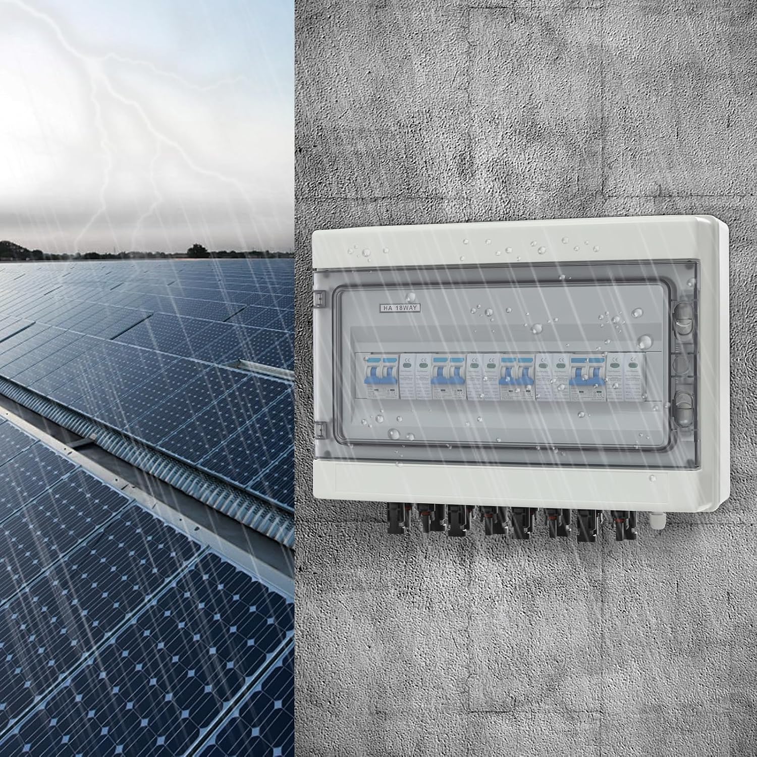 Dc1000v Solar Anschlusskasten,4 In 4 Out Dc Trennschalter Pv Sicherungsautomat Mit Überspannungsschutz,ip65 Wasserdicht Pv Anlage 4 String Solar Pv Anschlusskasten 40a