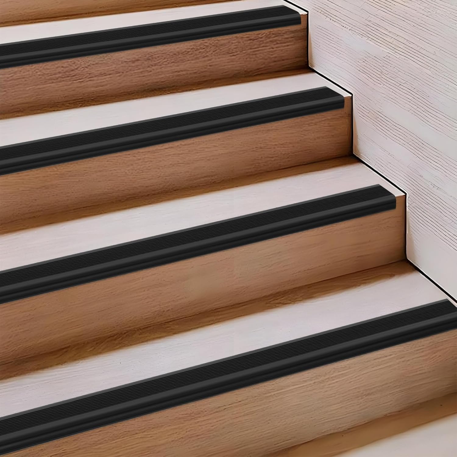 5 Meter Rutschfeste Treppenkante, Selbstklebende Kantenleiste Flexible Pvc-gummistufen-kantenleiste, Wasserdicht Stufenkantenprofil Für Den Innen- Und Außenbereich Schwarz