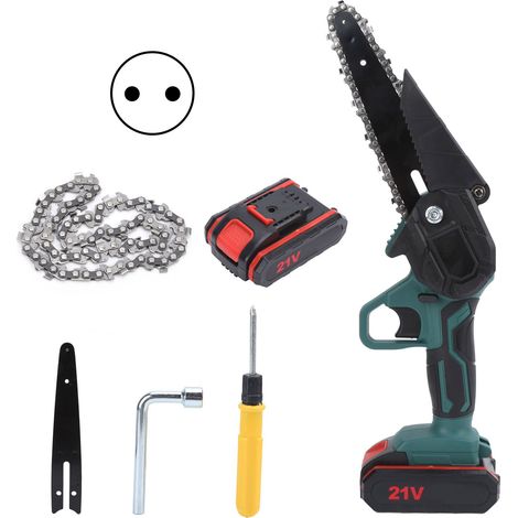 – 21v 550w Akku-kettensäge – 2 X 2000mah Akkus – 15 Cm Schwertlänge – Hochleistungsmotor Für Präzise Schnitte – Ac100-240v
