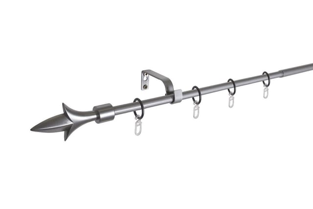 ondeco Gardinenstange ausziehbar 1-lauf, Vorhangstange Fenster Wandmontage, Endstück Lance Komplettgarnitur Teleskopstange 13/16 mm mit Ringen