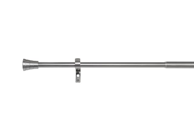 Ondeco Gardinenstange Ausziehbar 1-lauf, Vorhangstange Fenster Wandmontage, Endstück Zylinder In Edelstahl-optik, Komplettgarnitur Teleskopstange 16/19 Mm - Edelstahl-optik - 160-280 Cm