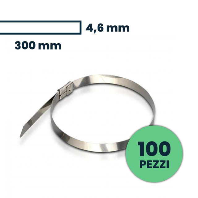 V-tac - Kabelbinder - 4,6 x 300 mm - Edelstahl - 100 Stück/Packung
