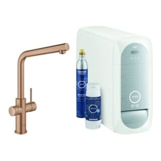 Grohe Starter Kit Grohe Blue Home, L-Auslauf, Warm Sunset gebürstet, Einlochmontage
