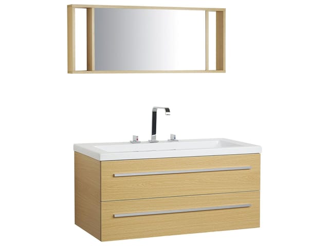 Badmöbel Beige mdf Platte Acryl 92 x 100 x 47 cm Modern Exklusiv Glamourös Praktisch Multifunktional Badezimmer