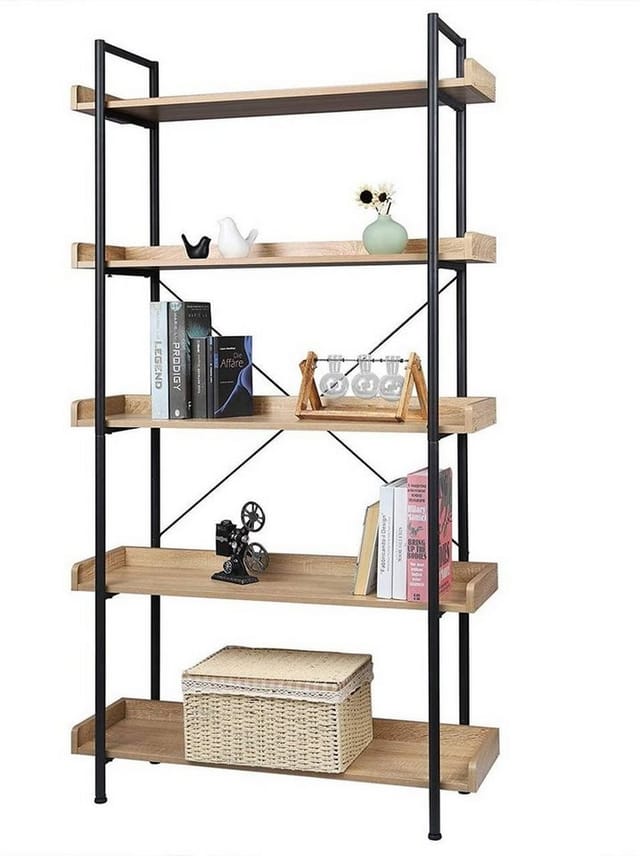 Standregal mit 5 Ablagen 91x30x173cm Eiche Hell - Woltu