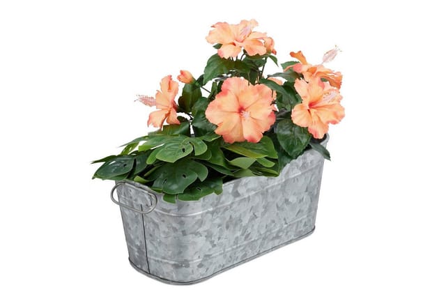 Blumenkasten, für Garten, Balkon & Fensterbank, zum Bepflanzen, Vintage-Optik, Metall, hbt 16x38x19 cm, zink - Relaxdays