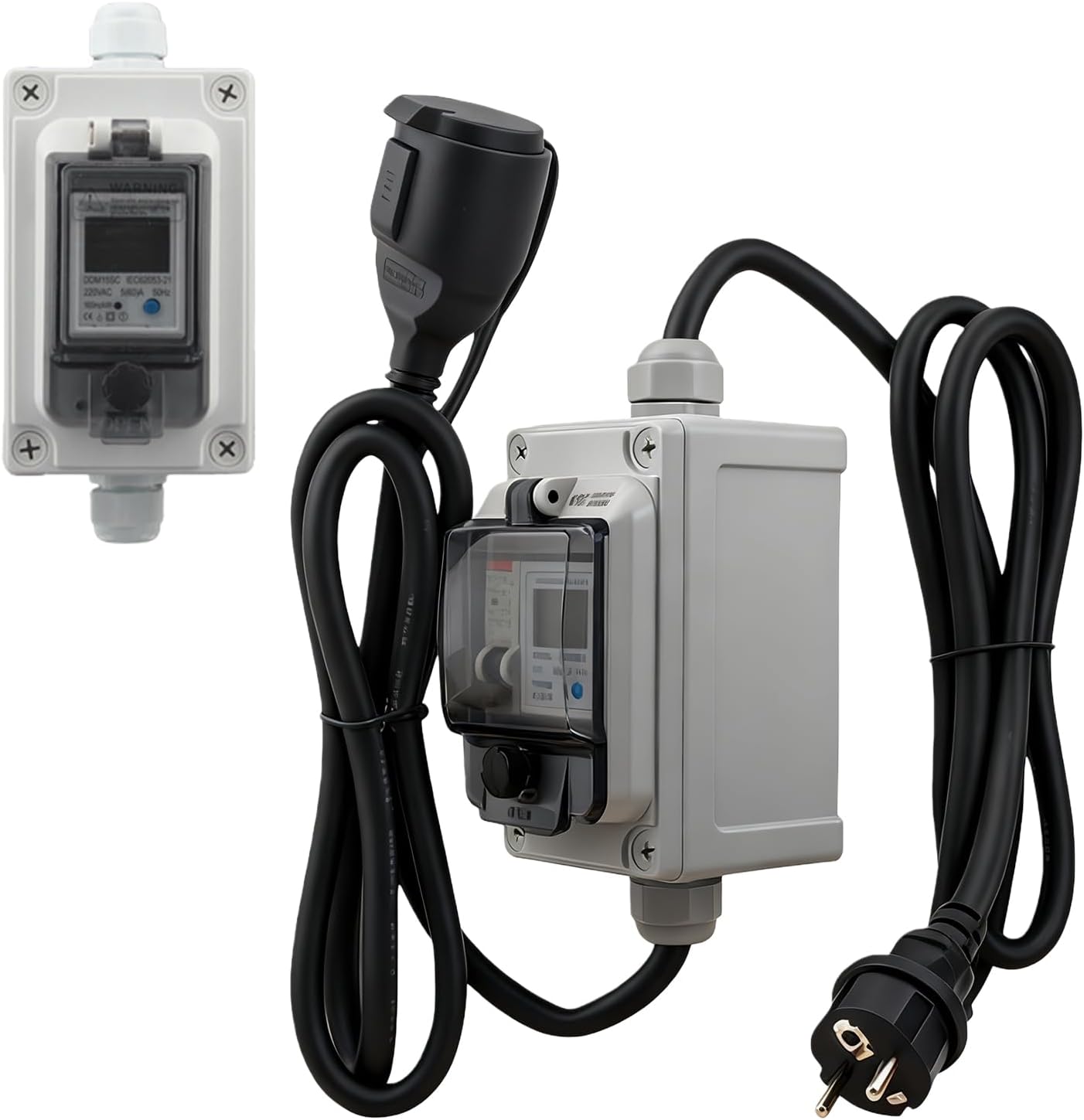 220-v-mobilstromzähler – Kwh-messgerät – Mit Fehlerstromschutzschalter – Zwischenstromzähler Mit Ip67-gehäuse