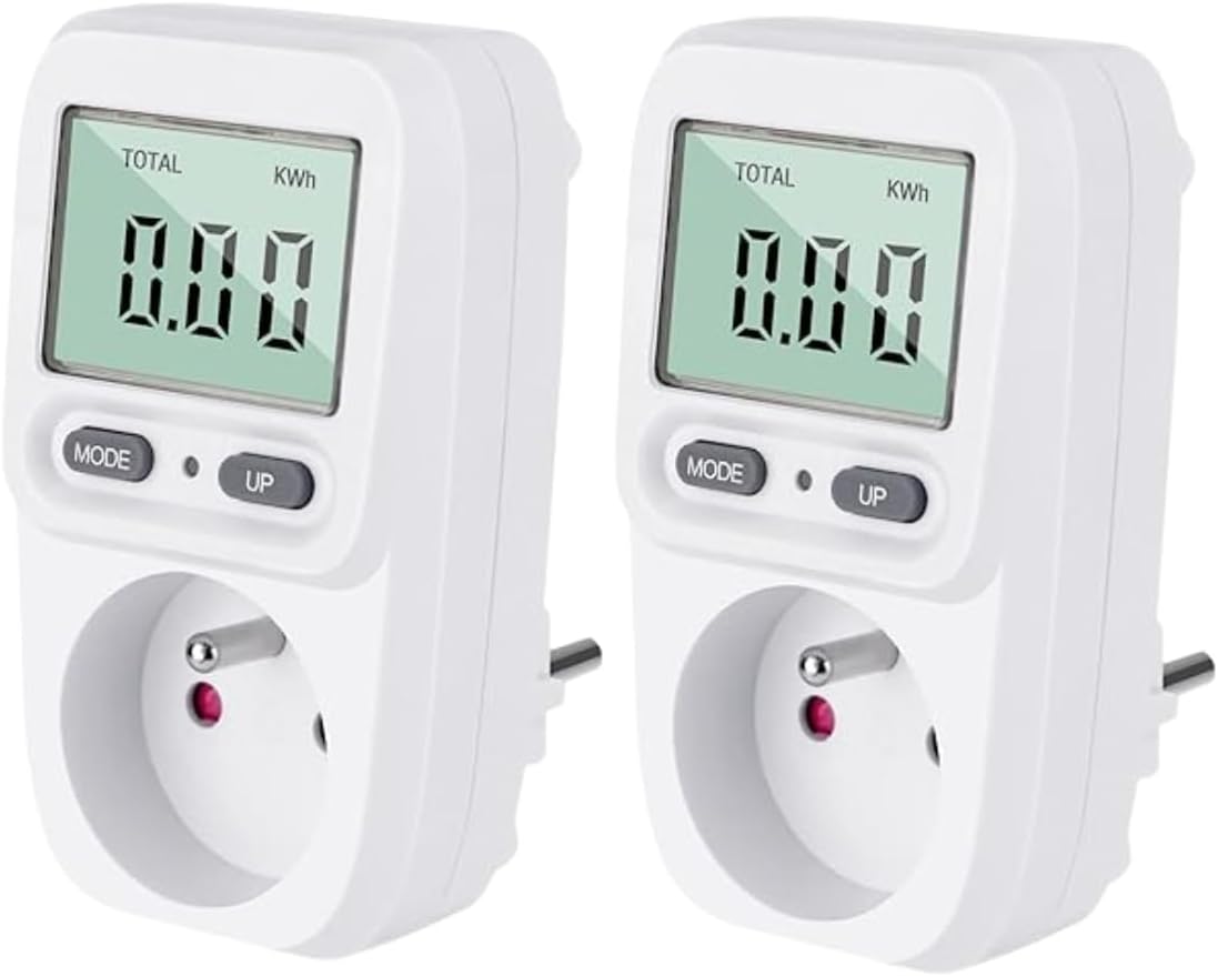 Ms216top: Mobiles Strommessgerät (2 Stück) – Wattmeter – 16 A / 3600 W – Französische Stecker – Multifunktion