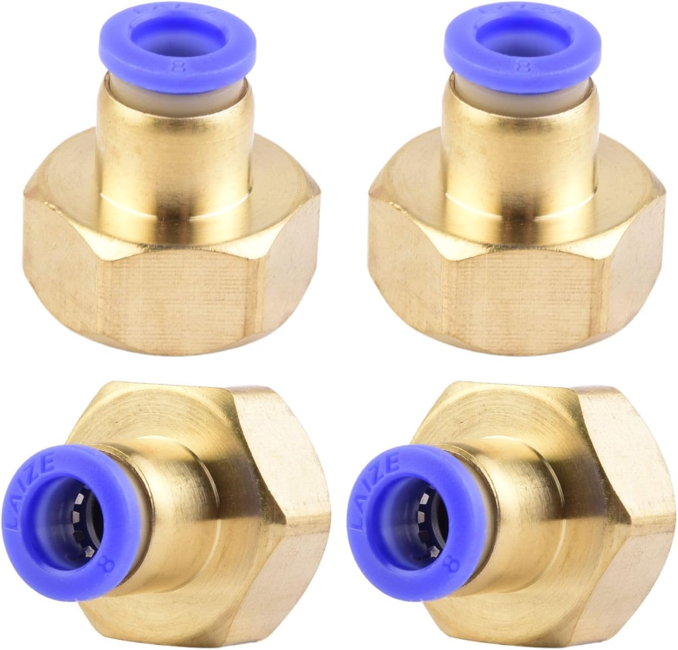 Satz Mit 4 Pneumatischen Verschraubungen, 8 Mm Außendurchmesser X 1/2" Gerades Pt-innengewinde, Pneumatische Verschraubungen In Industriequalität
