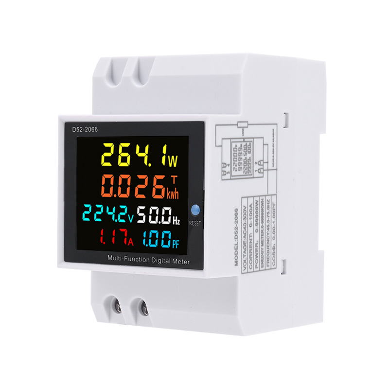 Digitaler Stromzähler, Einphasen-energiezähler, Stromstärke, Spannung, Leistung, Kwh, 6-in-1-energiezähler Mit Lcd-display