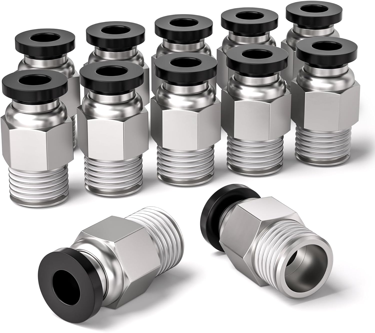12 Stück 8 Mm Außendurchmesser X 1/4"-bsp-direktanschluss-druckluftkupplungen, Pc8-02 Schnellkupplungs-druckluftleitungsadapter
