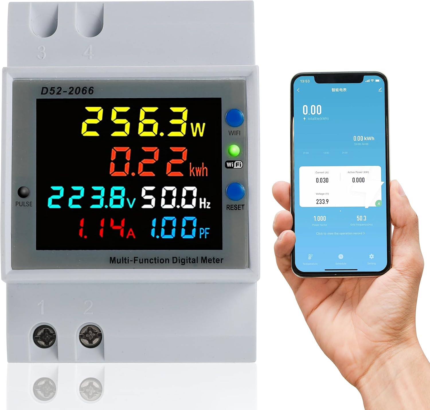 Wlan-fähiger Einphasen-energiezähler, Wechselstromzähler 40–300 V, 100 A, Einphasen-wattmeter, Din-schienenmontage, Watt-/kwh-zähler, Voltmeter/amperemeter Mit Lcd-anzeige
