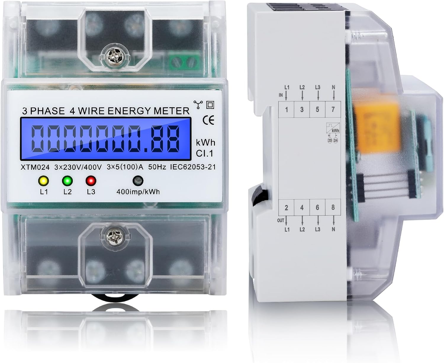Dreiphasen-4-leiter-stromzähler, 5-100 A Digital-stromzähler, Din-schienen-lcd-digitalzähler