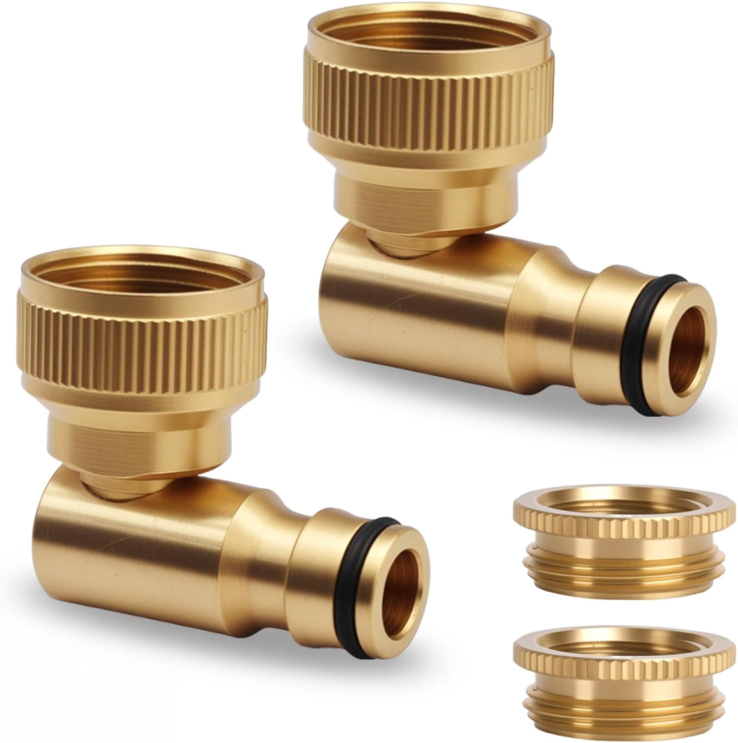 Stück Messing-wasserhahnverbinder 1/2" Und 3/4", 360° Drehbarer Wasserhahnadapter, 90°-winkelstück Für Garten Und Balkon