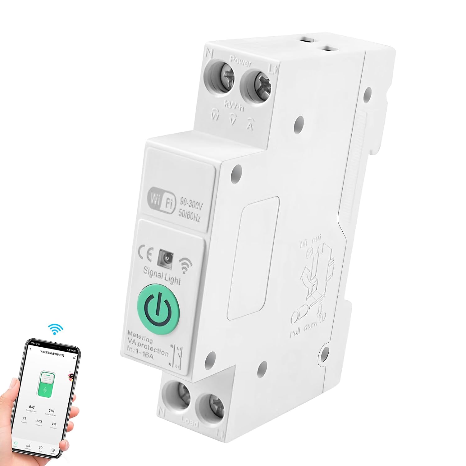 Intelligenter Wlan-leistungsschalter Mit Sprachsteuerung, Timer Und Fernbedienung, Kompatibel Mit Der Tuya/smart Life App Und Alexa (16, A)