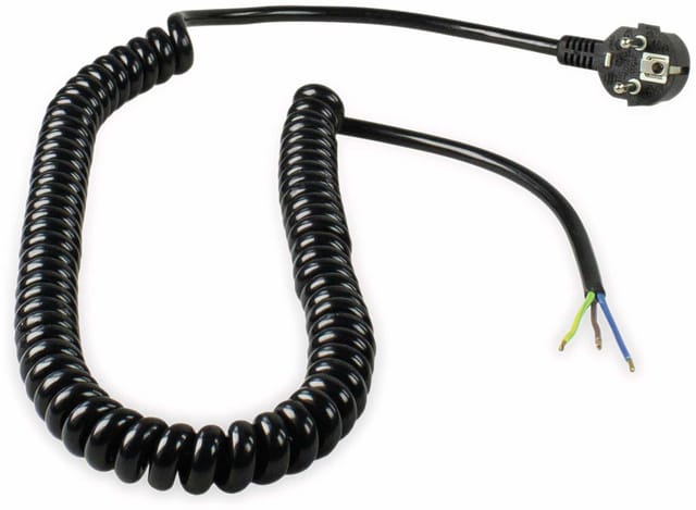 As-schwabe - Anschlussleitung Spiralkabel bis 2,5 m schwarz H05VV-F 3G1,5 IP20