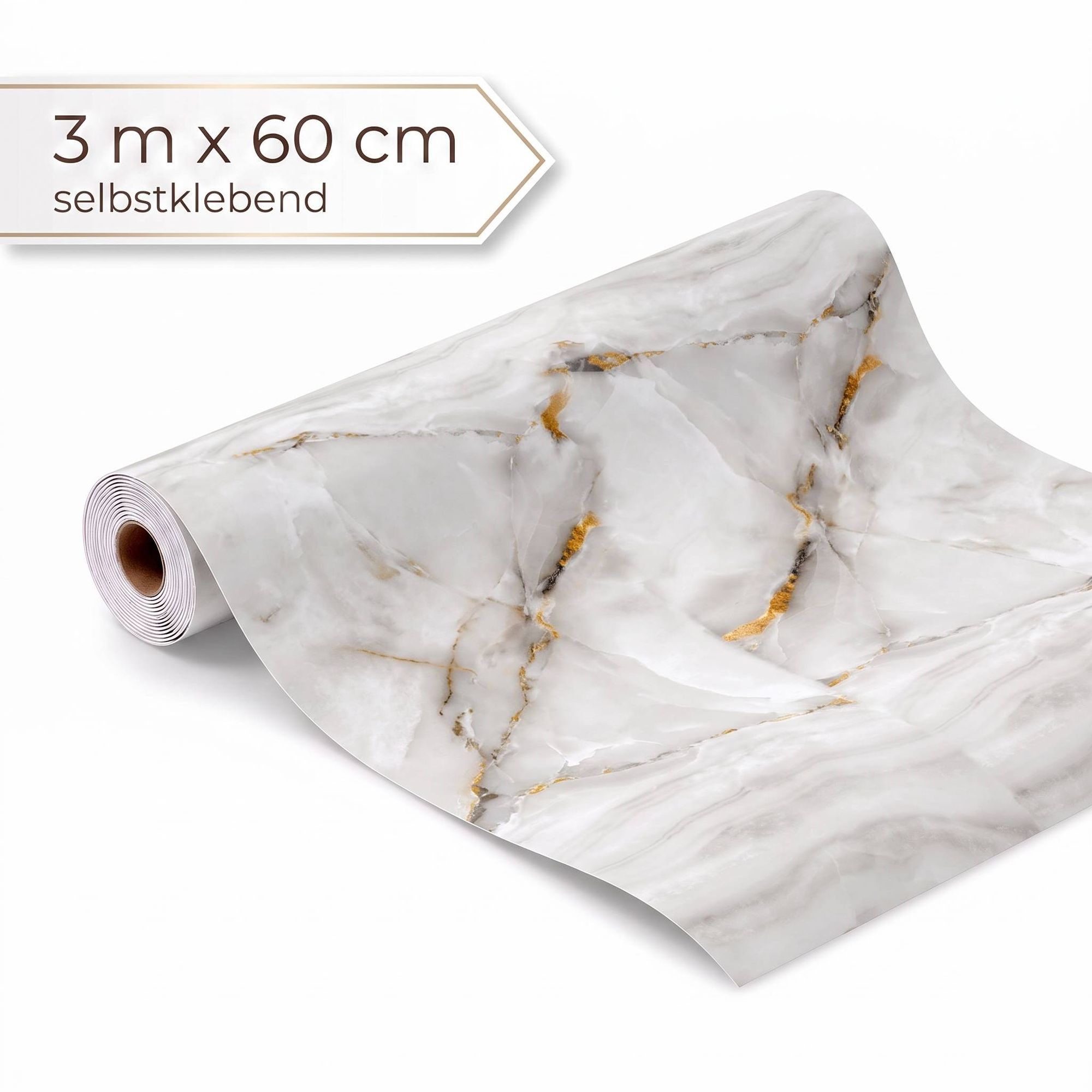 Dalsys Wandverkleidung Selbstklebend 3m Rolle X 60cm Onyxweiß Pvc