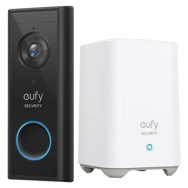 Eufy Video Doorbell 2K (Battery-Powered) mit Homebase Schwarz-Weiss