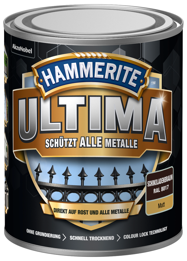Hammerite - Metallschutz-Lack ultima Schokoladenbraun Matt 750ml - 5379749