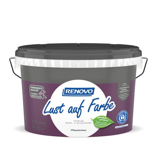 Wand-und Deckenfarbe Lust auf Farbe matt 2,5 Ltr. Pflaumenmus - Renovo