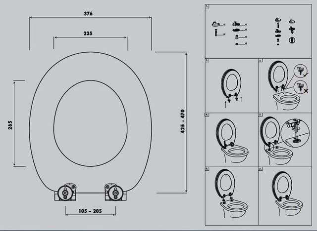 Primaster - WC-Sitz Absenkautomatik abnehmbar Toilettensitz Toilettendeckel weiß