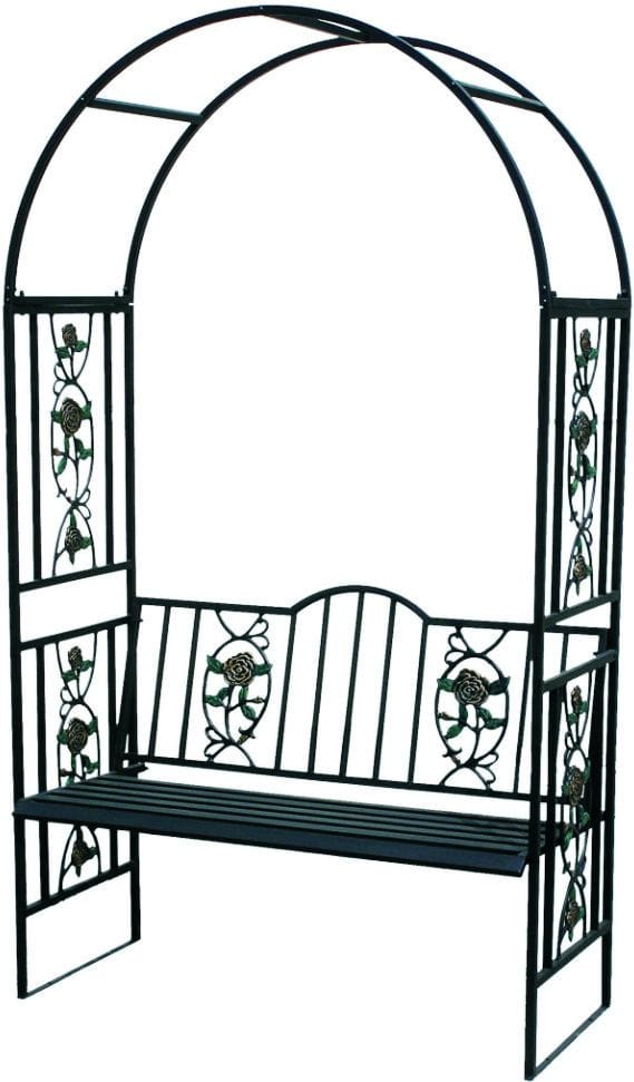 Trendline - Rosenbogen mit Bank 122x52x210 cm Gartenbank Rankhilfe Rankgitter