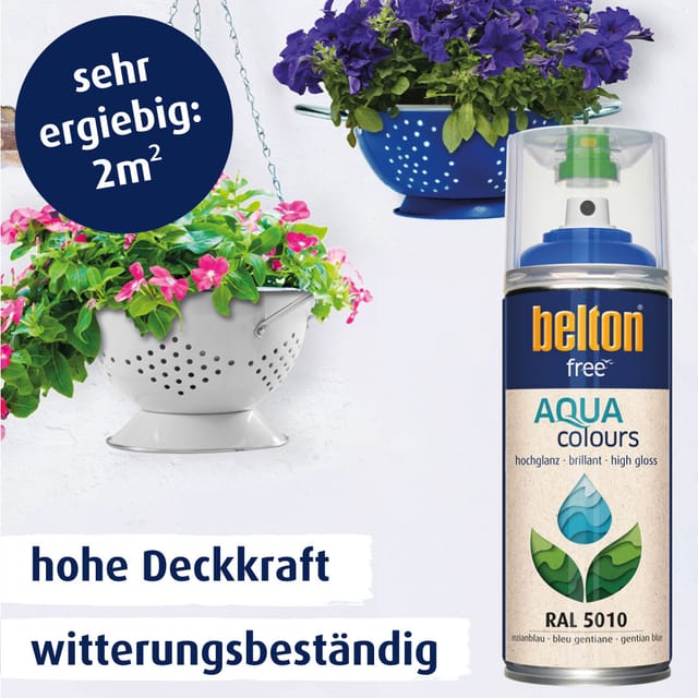 Free Lackspray AQUAcolours 400 ml enzianblau hochglanz Wasserlack - Belton