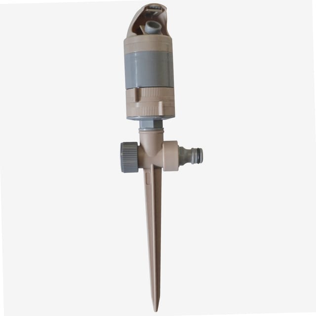 Jardibric - Rotierender Oberflächenregner mit Turbine und 2 Düsen auf einem Spike