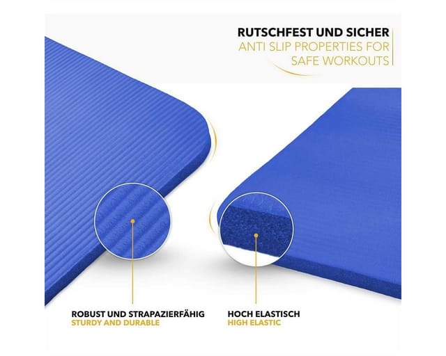 TRESKO Yogamatte Fitnessmatte Gymnastikmatte Pilates 185x60x1,5cm Dunkelblau