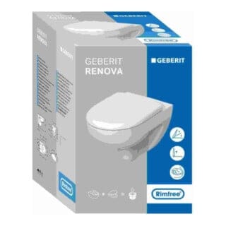 Renova Set Wand-WC Tiefspüler, Rimfree, mit WC-Sitz, - Geberit