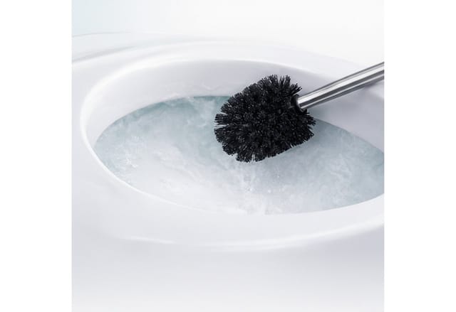 Relaxdays WC Bürste, 5er Set, Edelstahlgriff, abnehmbarer Kopf, Kunststoff, HxD: 35,5 x 8 cm, Toilettenbürste, schwarz