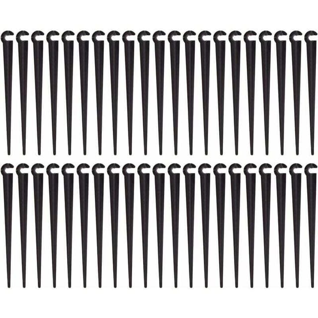 Estacas de soporte para tuberías de riego, de plástico, para riego por goteo, herramienta de jardinería, paquete de 100 (abertura de 6 mm)