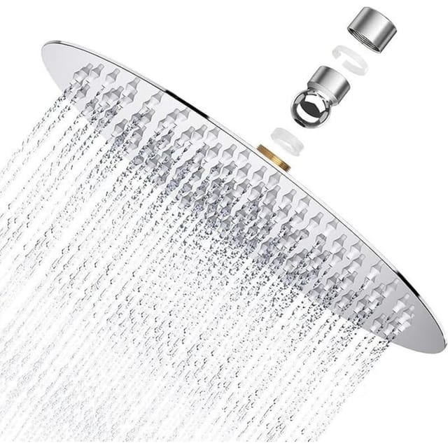 Potente cabezal de ducha redondo de 8" en acero inoxidable AISI304, lluvia fina 20x20cm, cabezal de ducha fijo impermeable