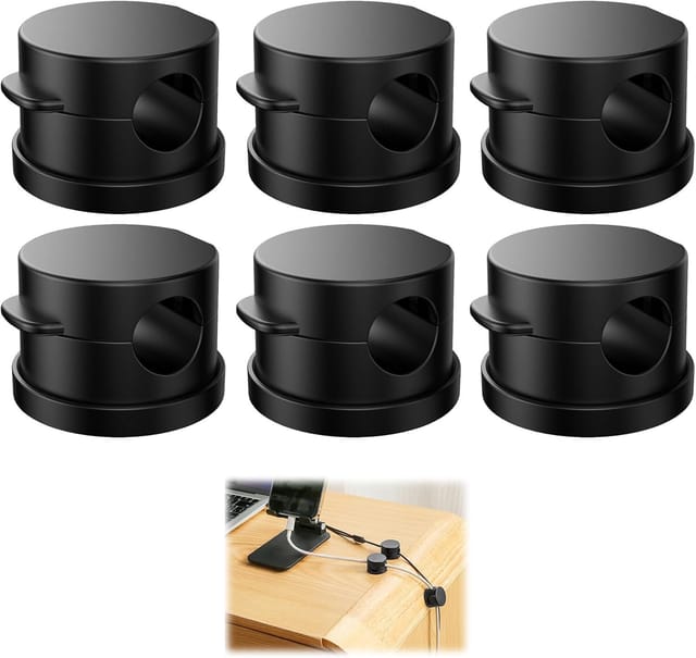 Set Mit 6 Magnetischen Kabelmanagement-clips, Verstellbarer Kabelorganizer Für Den Schreibtisch, Selbstklebende Kabelclips, Geeignet Für Ladekabel, Hdmi-kabel, Audiokabel, Büro (schwarz)