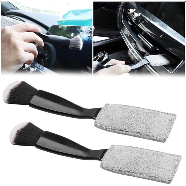 Set Aus 2 Doppelbürsten Zur Reinigung, 2-in-1-autostaubsauger Zur Detaillierten Reinigung Des Innenraums, Der Lüftungsschlitze, Des Armaturenbretts Und Der Scheibenwischer.