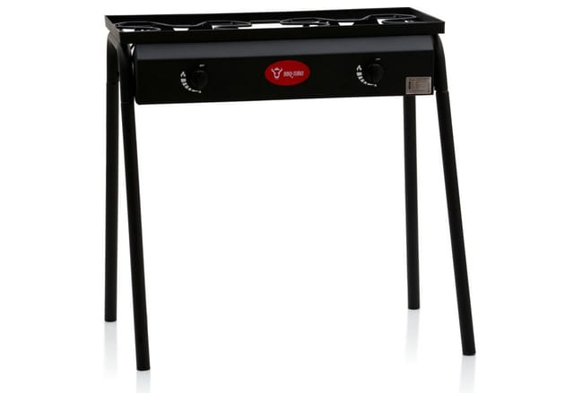 Gas Grilltisch mit Windschutz Gusseisen Gaskocher 2 Brenner 12 kW - Bbq-toro