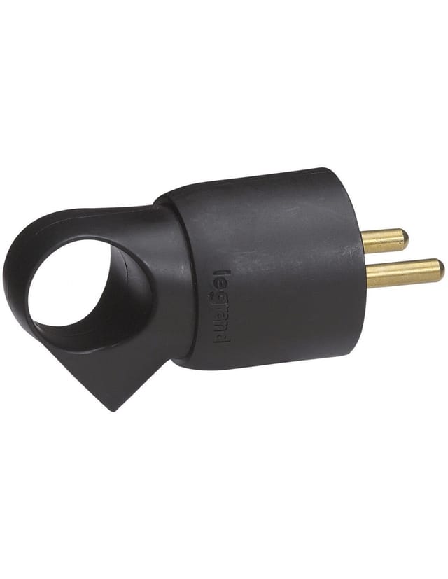 Plastiksteckdose mit Ring 2p+t 16 A männlich schwarz