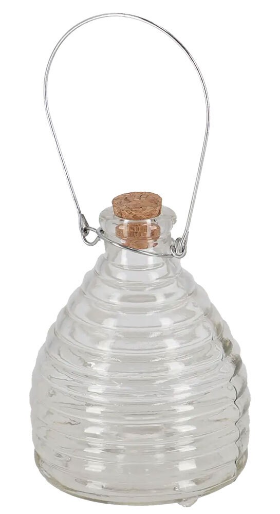 Wespenfalle Glas Groß Landhausstil für draußen Insektenfalle zum Aufhängen 22cm