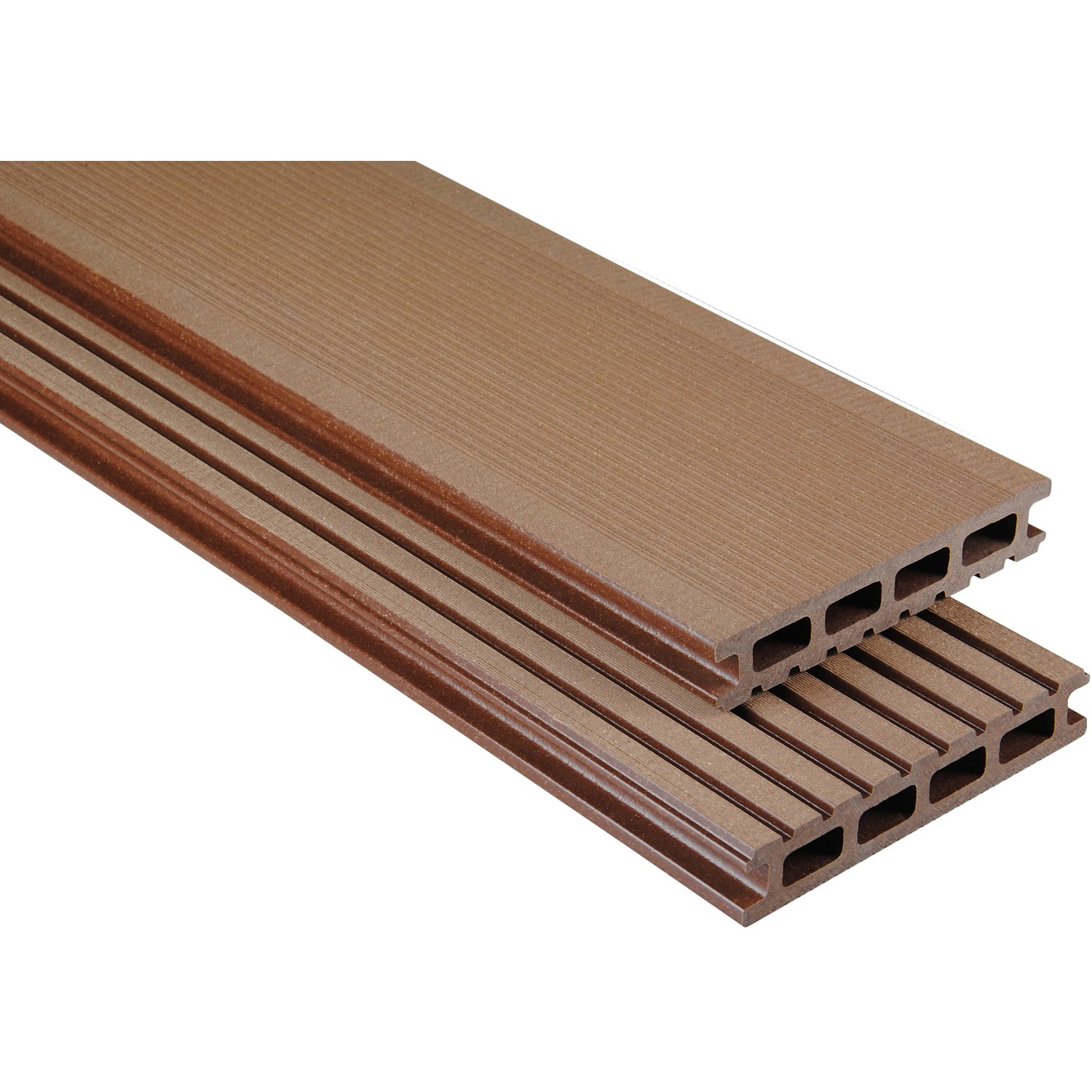 Kovalex WPC Terrassendiele Gebürstet Braun Zuschnitt 2,6 cm x 14,5 cm x 340 cm