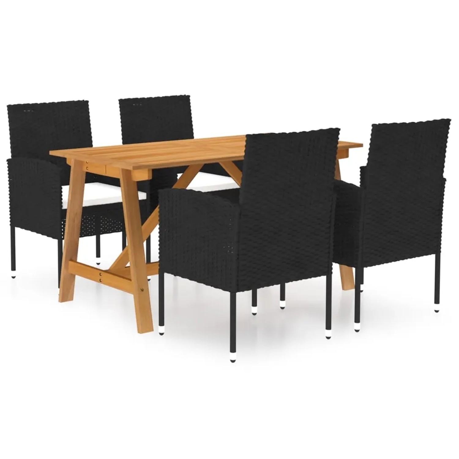 vidaXL 5-tlg Garten-Essgruppe Schwarz Modell 44