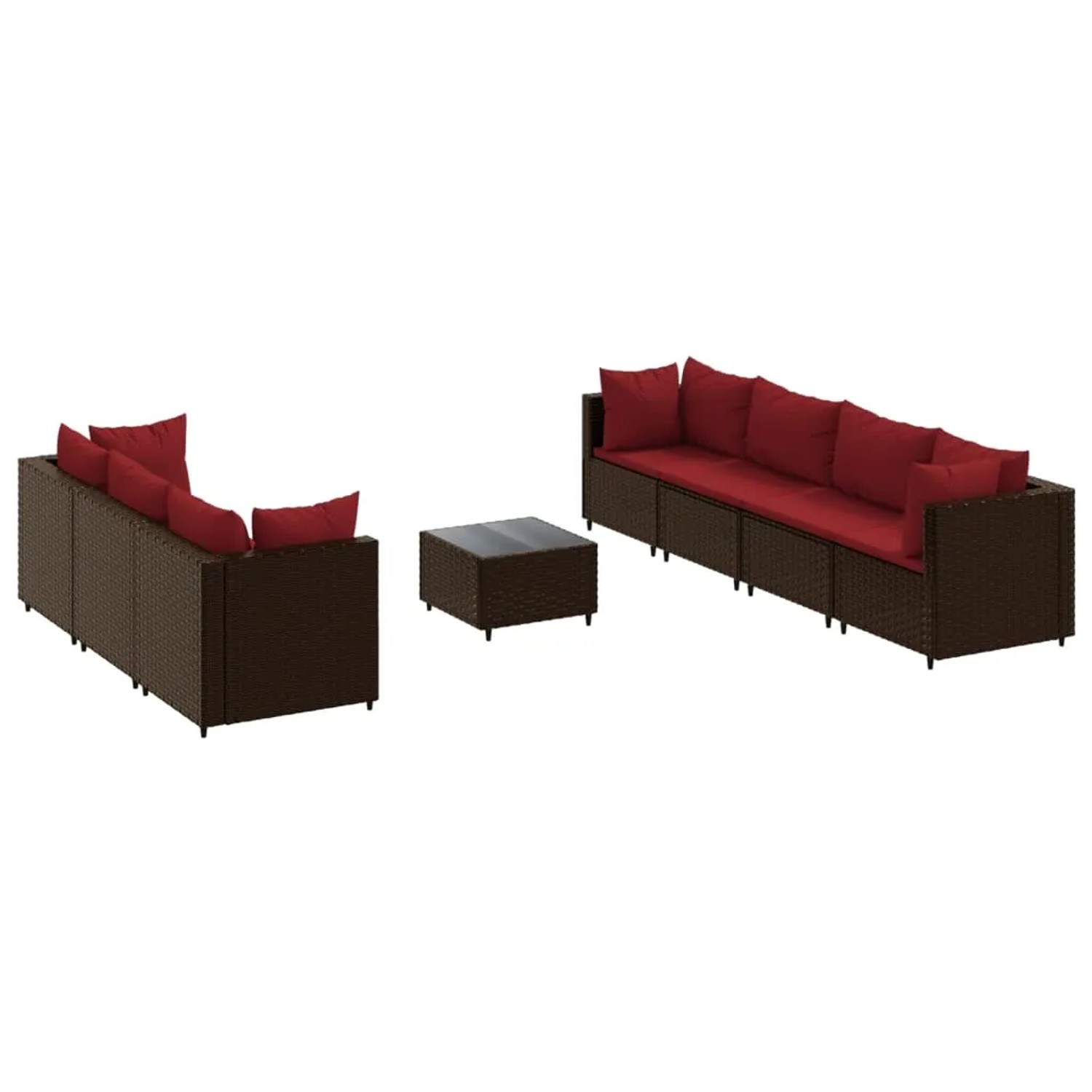 vidaXL 8-tlg Garten-Lounge-Set mit Kissen Braun Poly Rattan Modell 21