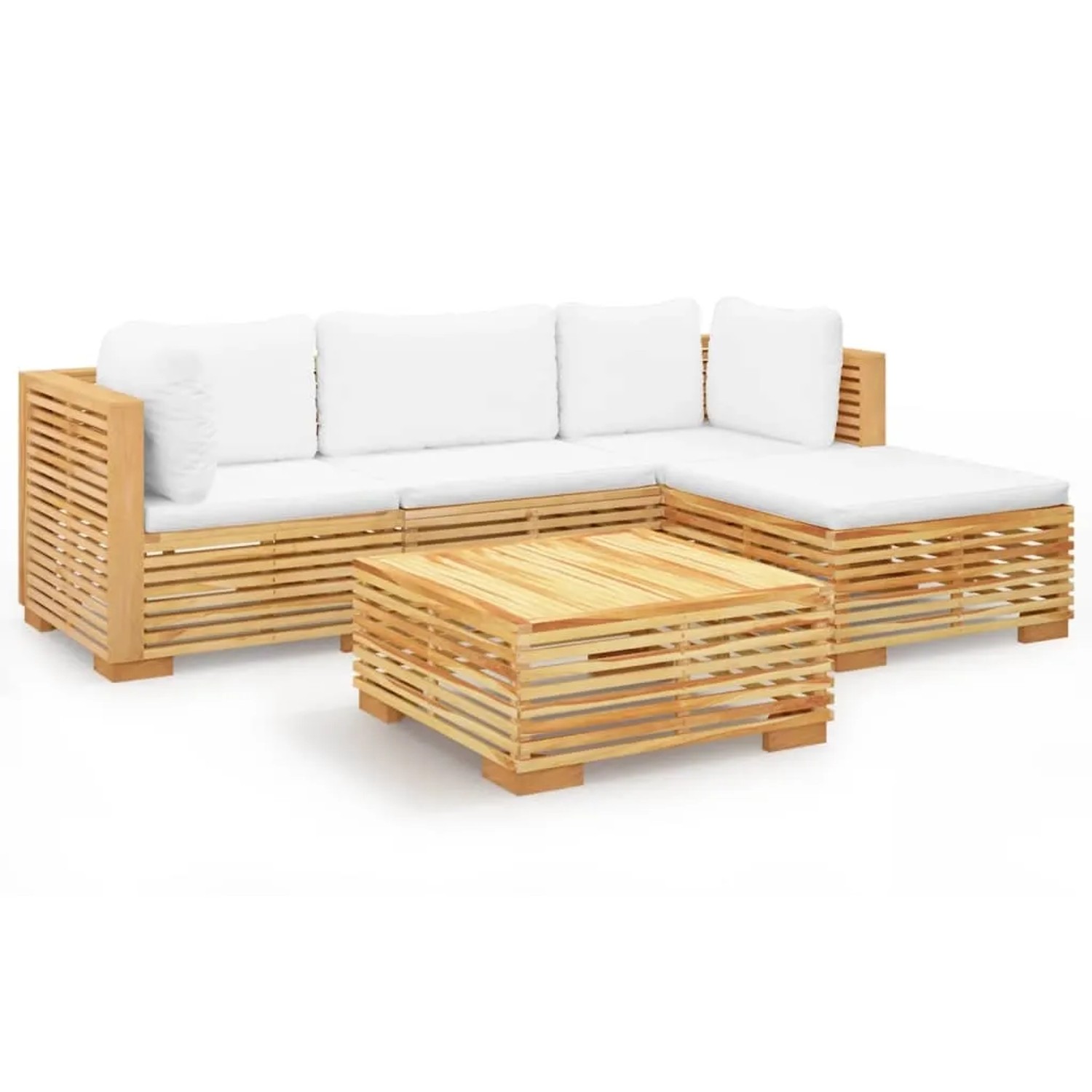 vidaXL 5-tlg Garten-Lounge-Set mit Kissen Massivholz Teak Modell 5