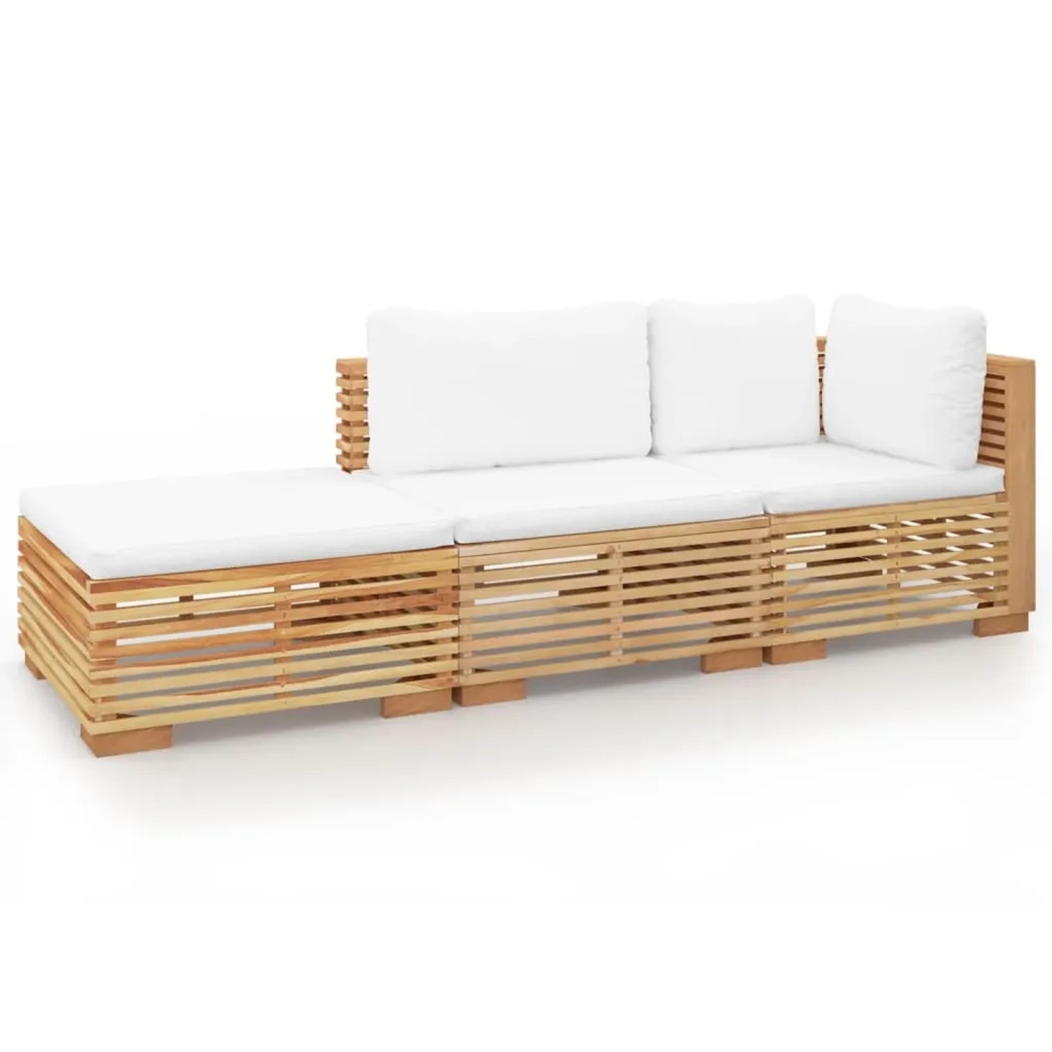 vidaXL 3-tlg Garten-Lounge-Set mit Kissen Massivholz Teak Modell 2