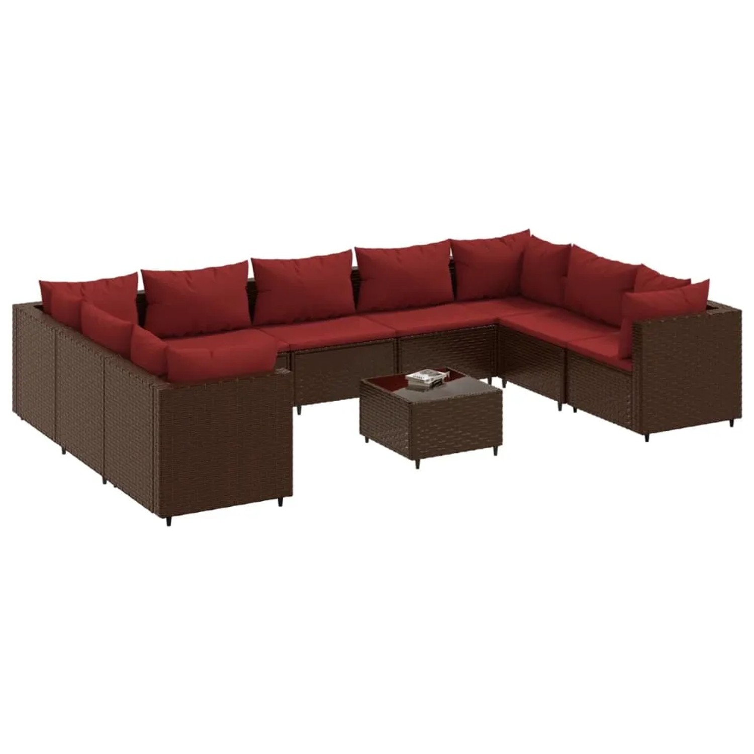 vidaXL 10-tlg Garten-Lounge-Set mit Kissen Braun Poly Rattan Modell 32