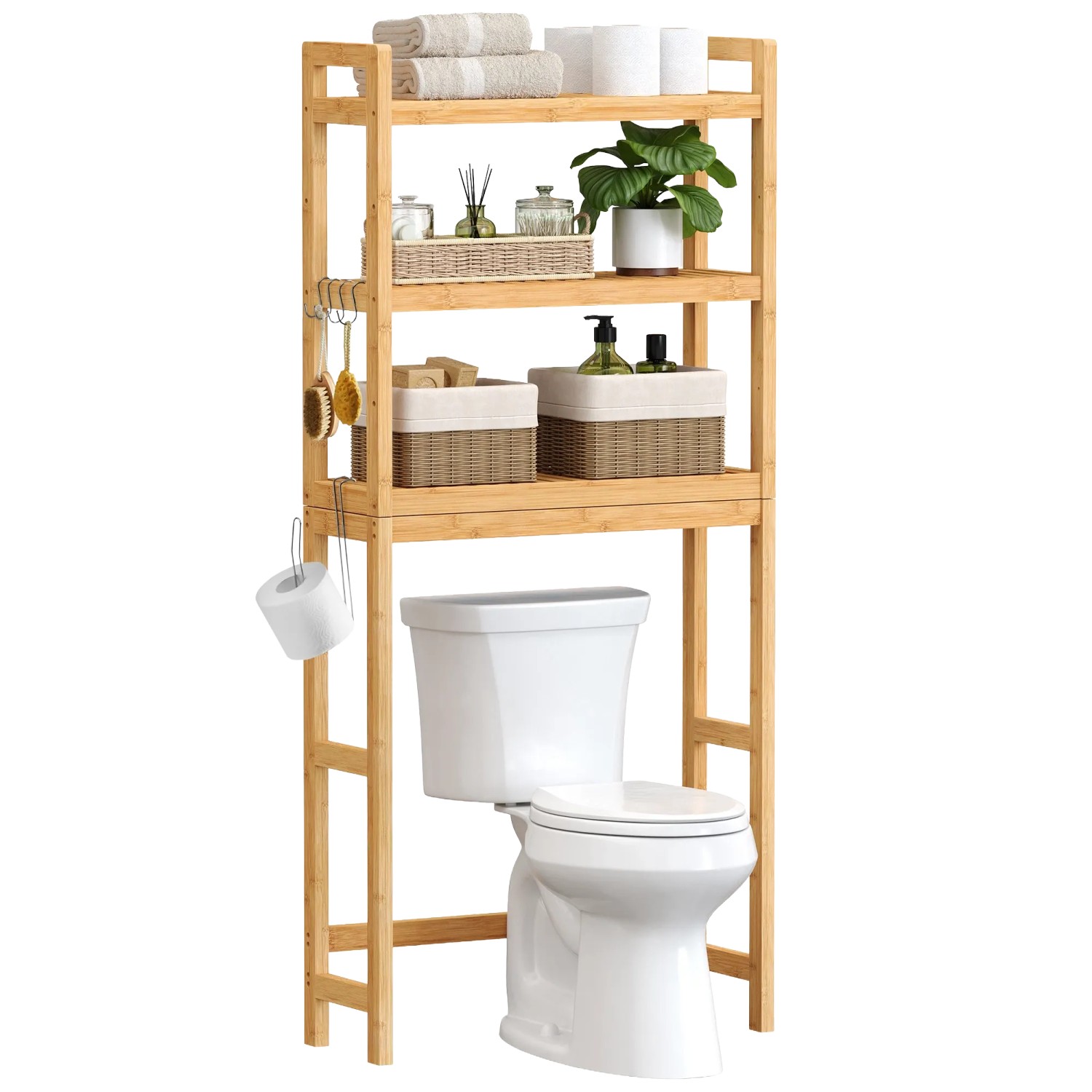 Vasagle Toilettenregal Carte 26 x 23 x 163 cm Natur