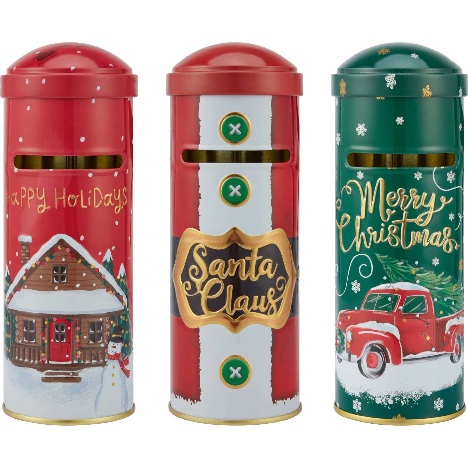 OBI Spardose Weihnachten Mehrfarbig Zink 6,5 cm x 6,5 cm x 17 cm